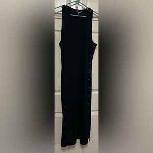 New Steve Madden Black long sleeveless Dress with Side Button Detail size XL